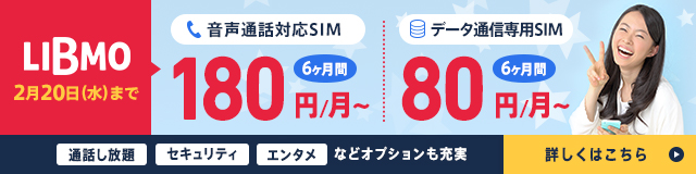 音声通話SIMの申込で最大6ヶ月間の割引が受けられる「LIBMO冬割」