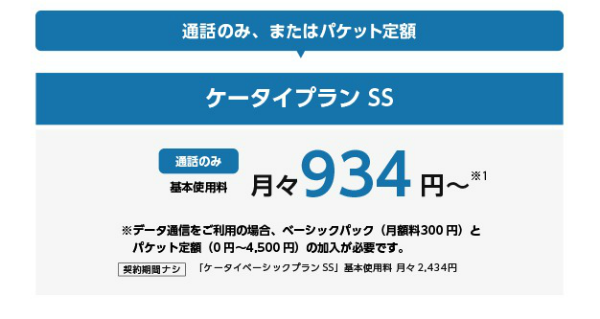 ワイモバイルのケータイへ24時間掛け放題の「ケータイプラン」