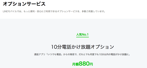 通話オプション以外のオプションも豊富