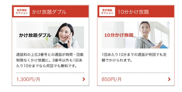 通話定額オプションが充実しているのも魅力