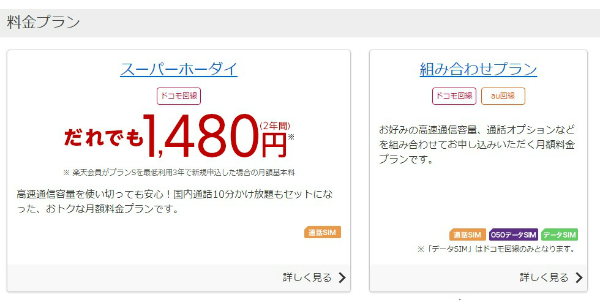 料金プランは「スーパーホーダイ」「組み合わせプラン」の2種類
