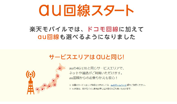 ドコモ回線と比べて、au回線は選択肢の幅が狭まる