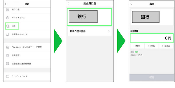 登録した銀行口座を選択するだけ!