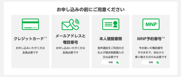 申し込みに必要なもの