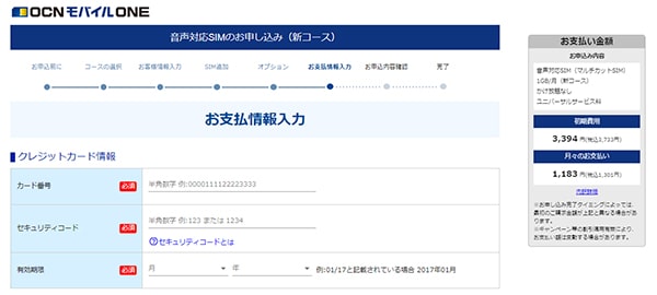 支払い情報を入力する①