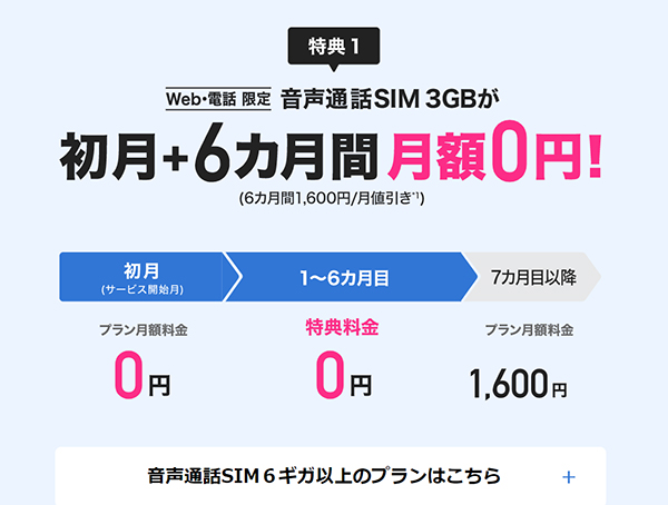 音声通話SIM特典①